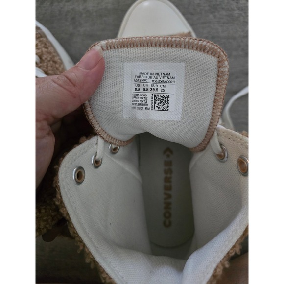 Converse All Star Lift Platform High Top Teddy Sneakers Brown Tan Womens 8.5 - Picture 7 of 8